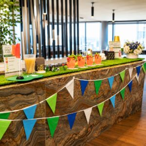 Corporate event - masters theme event - event setup and decor