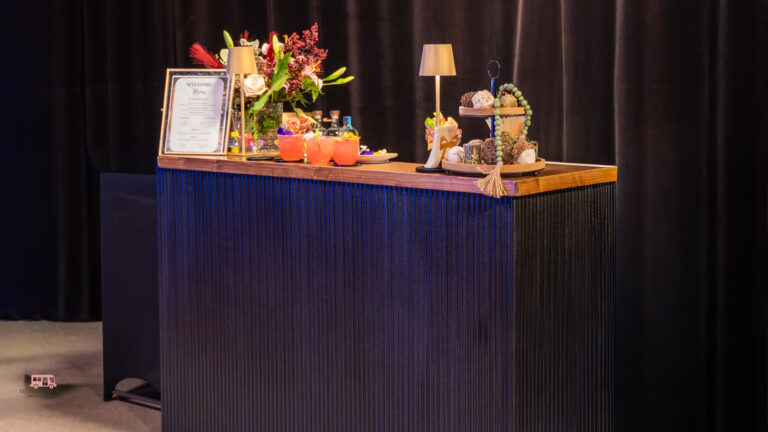 our black mobile bar cart - corporate event