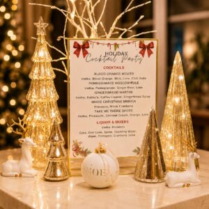 holiday menu and setup display- mobile bartending services